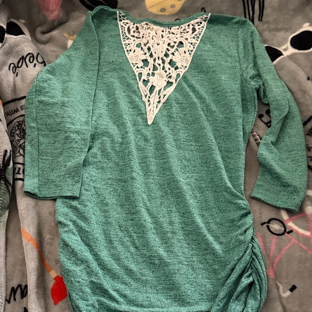 Faded Glory Green Lace Accent Mini Dress